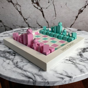 Personalized Chess Set - Birthday Gift, Minimalist Design, Colorful Chess, Handmade Home Gift, Unique Design