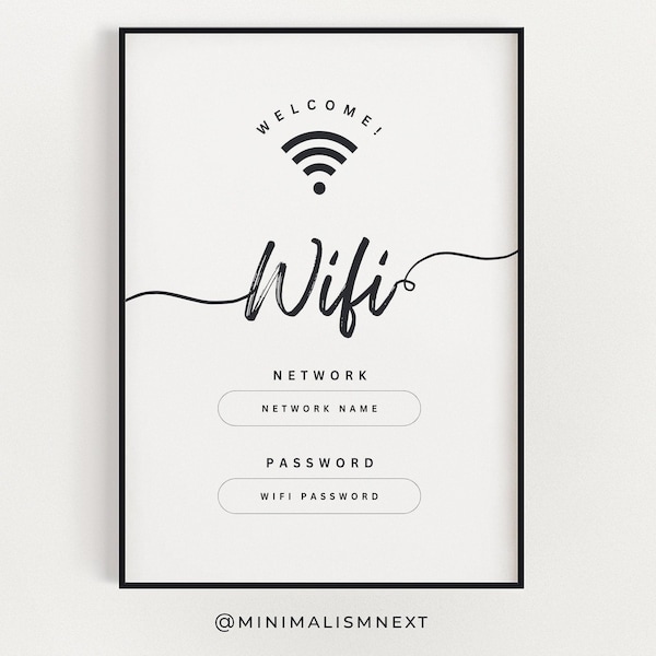 Wifi Password Sign, Printable Wifi Code, Guest Room Printable, Wifi Printable, Wifi sign printable, Wifi Password Printable, Wi-Fi Print