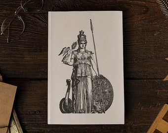 Diario de Atenea con lanza, tapa dura, diosa griega, mitología, antigua Grecia, guerra, romana, Minerva, manifestación, gratitud, notas del libro, cuaderno