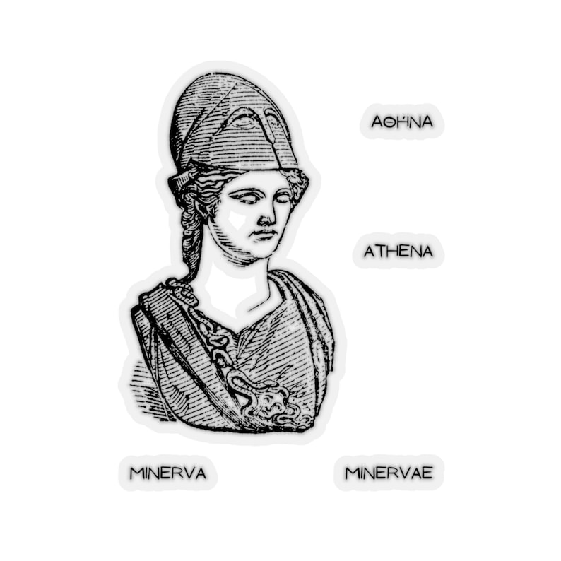 Athea Sticker Athena Sticker Vintage Transparent White Greek God Goddess of War ...