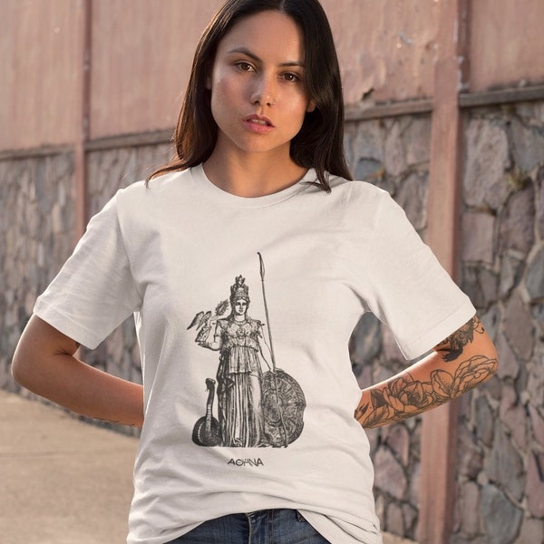 Athena with Spear T-shirt Unisex Men Women Clothing Shirt Tee Greek God Goddess War Deity Mythology Ancient Greece Roman Minerva Vintage