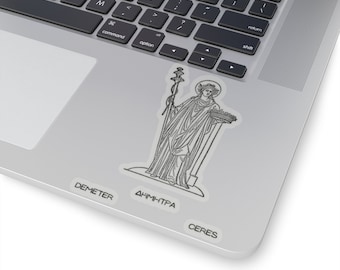 Pegatina Deméter II, diosa griega vintage transparente blanca, diosa de la cosecha, mitología romana, Ceres, deidad, antigua Grecia, regalo.