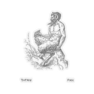 Pan Aufkleber Vintage transparent weiß griechischer Gott der wilden Mythologie römischer Faunus Gottheit antikes Griechenland Geschenk
