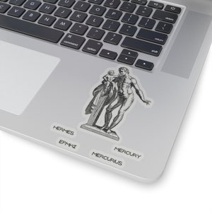 Hermes III Sticker Vintage Transparent White Greek God Herald of the Gods Messenger Mythology Roman Mercury Deity Ancient Greece Gift