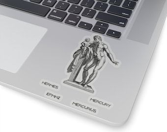 Hermes III Sticker Vintage Transparent White Greek God Herald of the Gods Messenger Mythology Roman Mercury Deity Ancient Greece Gift