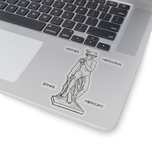 Hermes II Sticker Vintage Transparent White Greek God Herald of the Gods Mythology Roman Mercury Deity Ancient Greece Gift