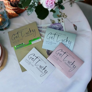 Scratch Card Wallet Wedding Favor Personalised Lottery Ticket Holder Lotto  YOUR NAMES Get Lucky Scratchie Cards Table Gifts