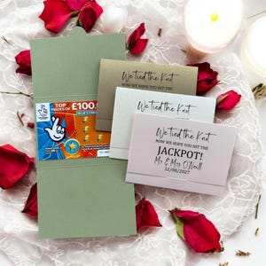 Scratch Card Holder. Lotto Ticket Wallet. Personalised Favor We tied the Knot Wedding Favour Idea. Personalized Scratchie. Anniversary Party