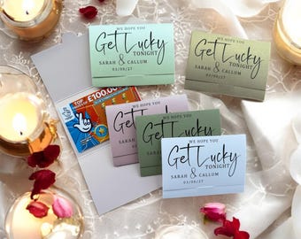 Rubbelkarten-Geldbörse, Hochzeitsgeschenk, personalisierter Lotteriescheinhalter, Lotto, IHRE NAMEN, Get Lucky, Rubbelkarten, Tischgeschenke