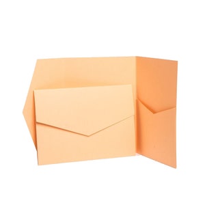 10 unidades Apricot Matte 5"x7" 130mm x 185mm Pocketfold. Pasta de bolso para convite de casamento com carteira DIY. Convite de bolso