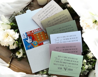 Regalo de tarjeta rasca y gana de lotería. Porta tarjetas rasca y gana. Cartera para billetes de lotería. Recuerdo personalizado