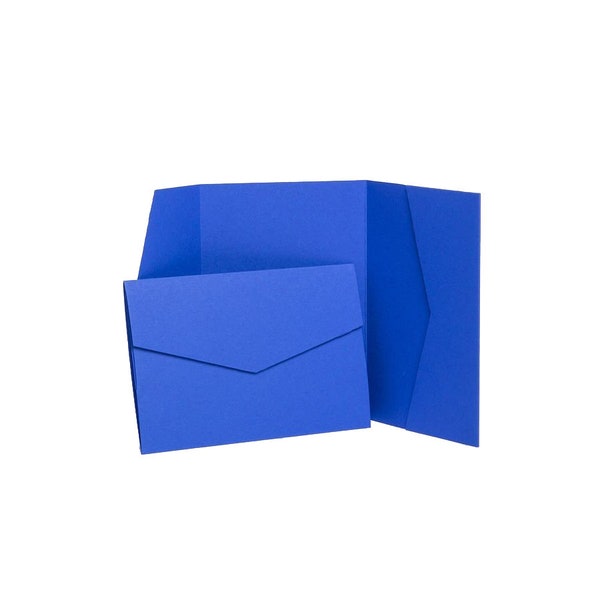10pk Royal Blue Matte A5 151mm x 212mm Pocketfold. Blue Matte A5, C5 Pocketfold Invitation. DIY Wallet Invitation de mariage