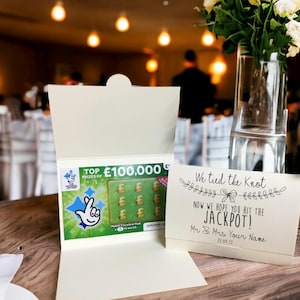 Scratch Card Holder. Personalised Favor. We tied the Knot Wedding Favour Idea. Lottery Ticket Wallet.