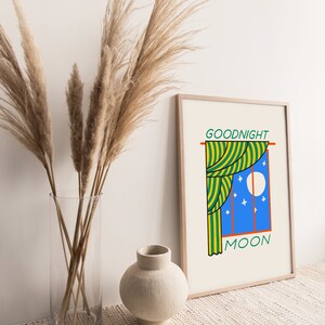 Goodnight Moon Book Printable Wall Art Poster, Nursery, Illustration ...