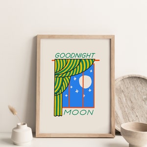 Goodnight Moon Book Printable Wall Art Poster, Nursery, Illustration ...