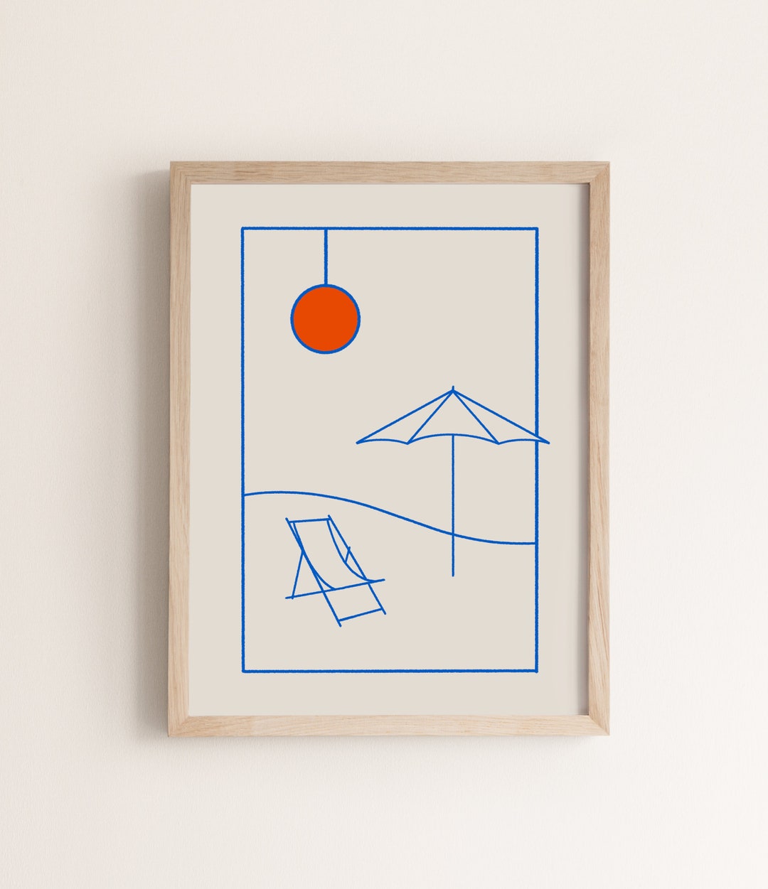 Beach Minimalist Line Art Print Wall Illustration Home Decor Etsy