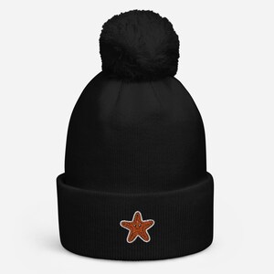 Starfish Cuffed Bobble Hat | Embroidered Bobble Hat | Womens Bobble Hat | Mens Bobble Hat | Unisex Bobble Hat | Cute Bobble Hat |