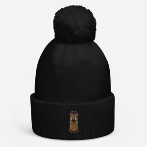 Deer Cuffed Bobble Hat | Embroidered Bobble Hat | Womens Bobble Hat | Mens Bobble Hat | Unisex Bobble Hat | Cute Bobble Hat | Winter Gift |