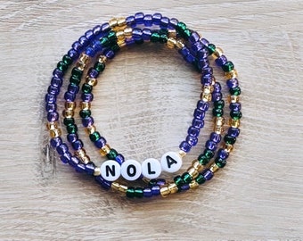 MARDI GRAS custom bracelet STACK | Mardi on | Hey Mister | Where ya at | Nola | word bracelet | name bracelet | New Orleans bracelet