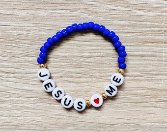 youth JESUS LOVES ME bracelet | Custom Bracelets | Name Bracelets | word bracelets | youth bracelet | religious bracelet