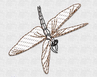 Open Winged Dragonfly embroidery design, 1 Sizes, Multi-format