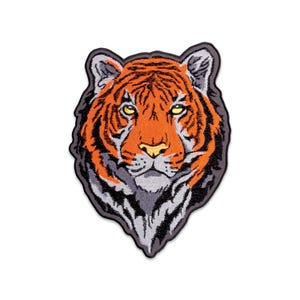 Realistischer Tigerkopf Aufnäher zum Aufbügeln, gestickt, für Jacken