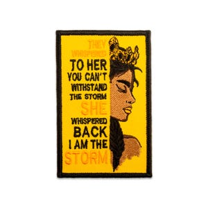 I Am The Storm Embroidered Iron-On Patch – Crown Queen Empowerment Art for Jackets