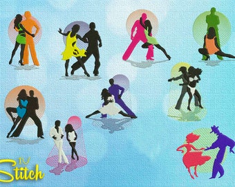 Bachata und Samba Sammlung Stickmuster, 3 Größen, 9 Designs, Multiformat