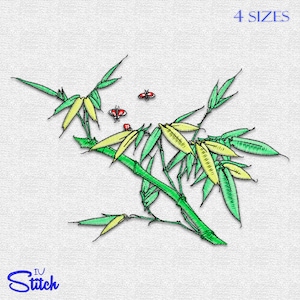 Bamboo embroidery design, 4 Sizes, Multi-format