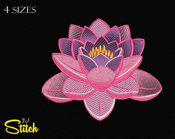 最安値 Lotus Etsy - Multiformat Sizes, 4 Design, Embroidery Flower ウェア