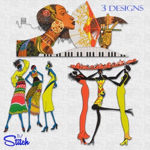 African embroidery designs pack , 3 designs, Multiformat, Multisizes