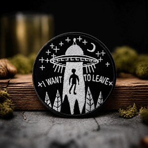 I Wanna UFO Gesticktes Bügelbild - Aliens Entführung für Jacken