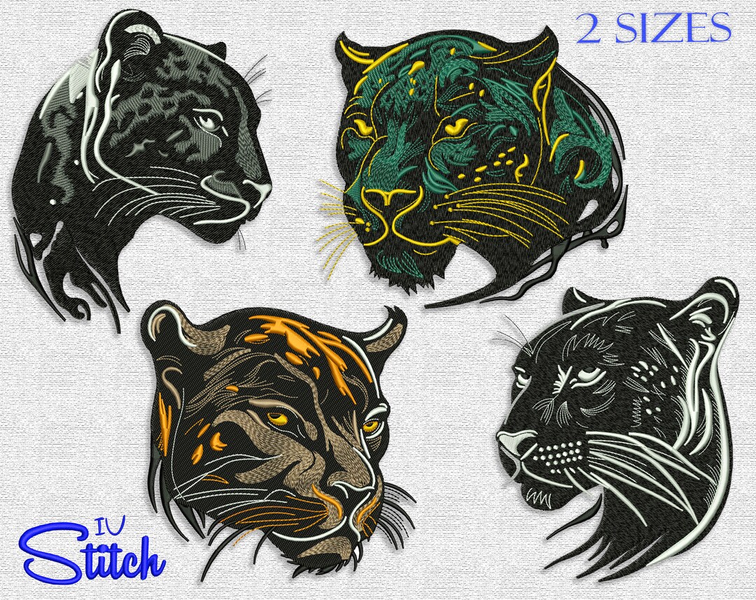 Magnificent Panthers Pack Embroidery Designs, 2 Sizes, 4 Designs ...