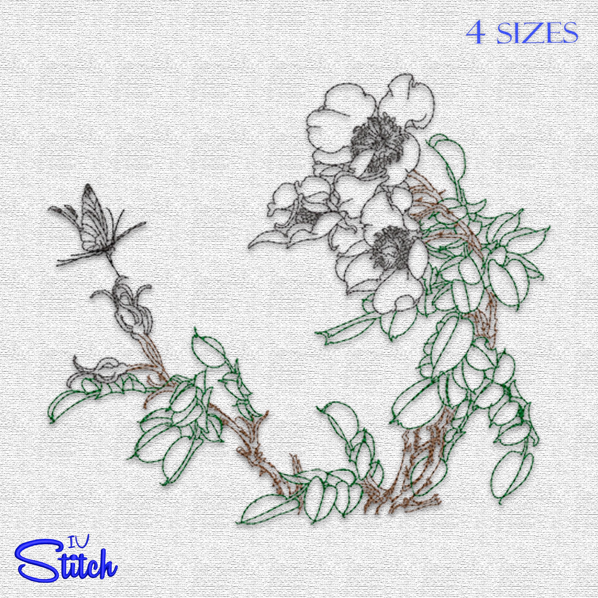 sakuraページ Redwork Sakura Blossoms Sakura Butterfly Embroidery Design, 4