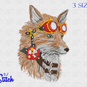 Motif de broderie renard, 3 tailles, multiformat