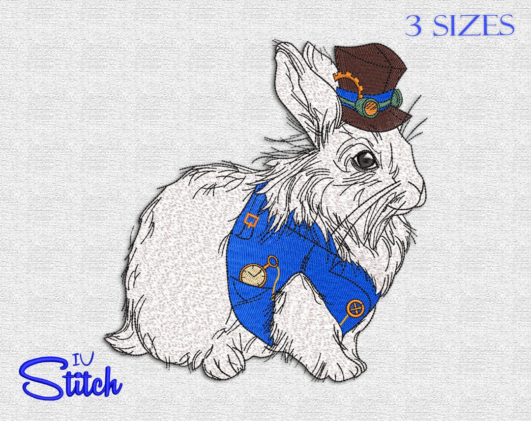 White Rabbit Emboidery Design, 3 Sizes, Multiformat - Etsy