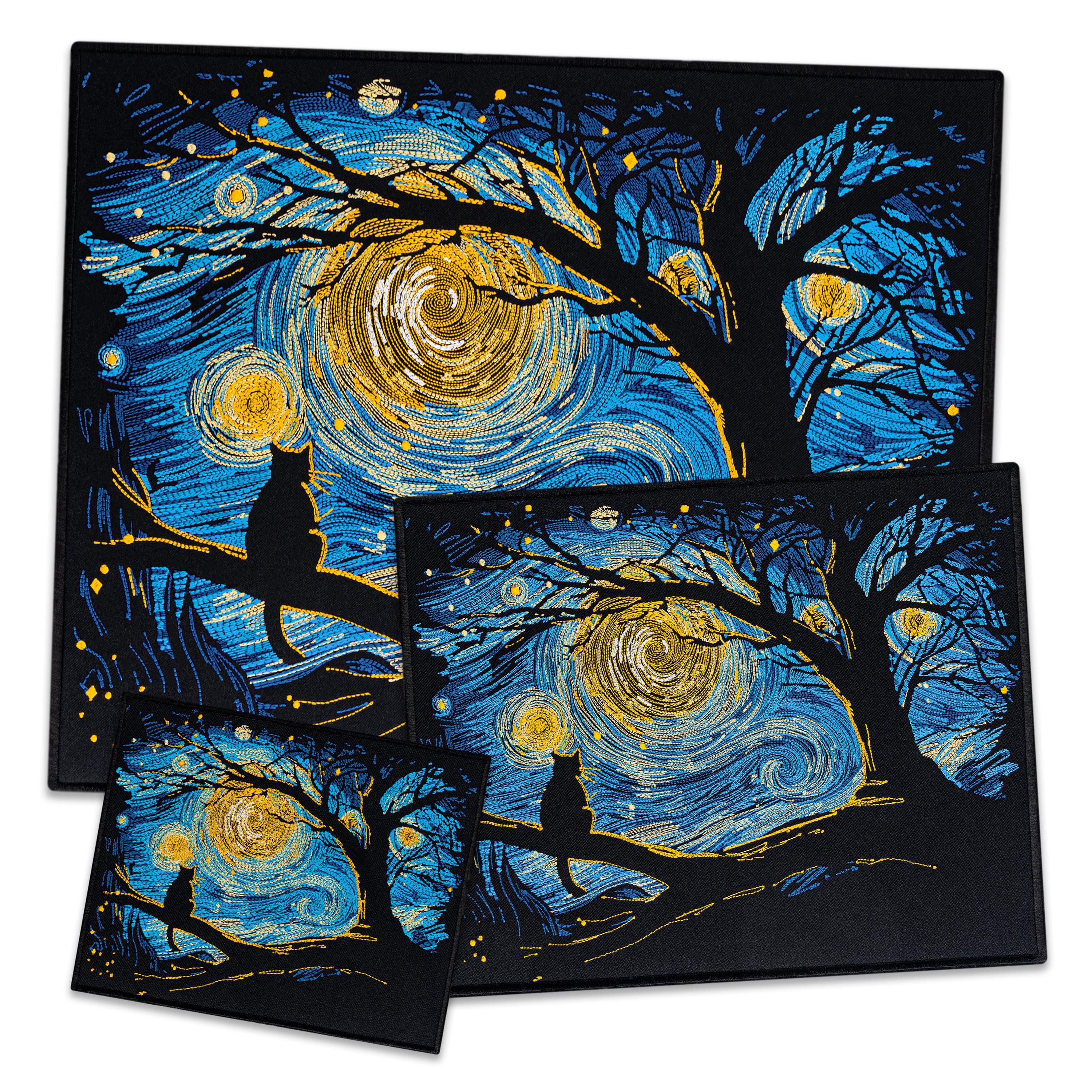 Starry Night Black Cat Embroidered Iron-on Patch – Van Gogh Art for ...