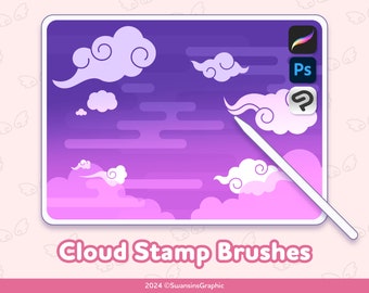 32 Cloud Stamp Brushes - Cute Simple Comic Shapes - Decoration Elements ...