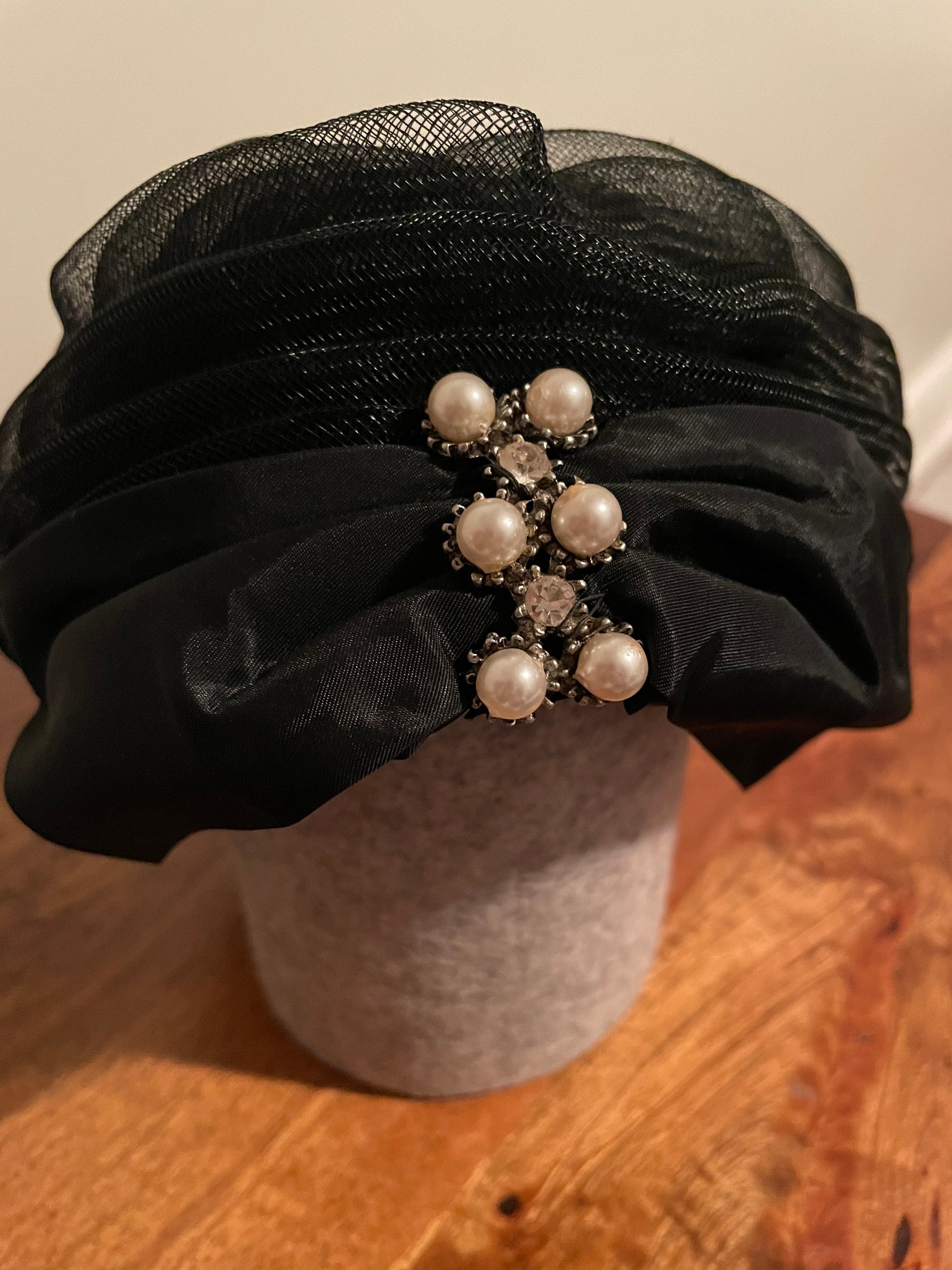 Vintage union made black headpiece Vintage Union Made Black Ladys Bonnet | eBay main image 3