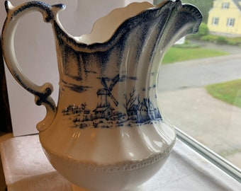 Vintage Blue & White pitcher with Avalon marking
