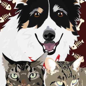 Furry Family Portrait Illustration