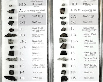 18pc Meteorite Set Meteorites collection, NWA chondrite, Martian meteorite, Lunar Meteorite, set of meteorites gift for universe lovers