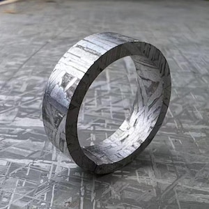 Meteorite Band Ring, Meteorite Jewelry, Meteorite Wedding Ring, Meteorite Ring,Space Gift,Meteorite Accessories