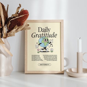 Poster di gratitudine quotidiana / A4 A3 A2 Vintage Retro Affermazioni positive Stampa Carattere motivazionale Citazione Wall Art Decor Regalo estetico