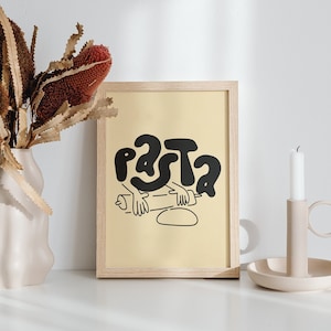 Cartel de pasta / A4 A3 A2 Vintage Retro Print Kitchen Wall Art Decor Estética Amante de la comida Regalos para su Spaghetti Italia Descarga digital
