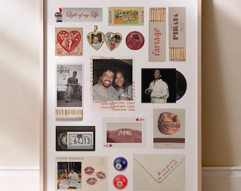 Printable Matchbox Matchbook Couples Custom Poster Personalized Anniversary Valentines Birthday Gift Canva Template Neutral Dorm Wall Decor