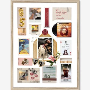 Póster imprimible de pareja con sobre de caja de cerillas, personalizado, para aniversario, San Valentín, cumpleaños, regalo, plantilla de lienzo, decoración de pared con temática floral neutra.