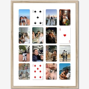 Collage fotografico di carte da gioco stampabili, poster dell'amicizia per coppie, modello Canva per regalo personalizzato per la migliore amica, decorazione per dormitorio con asso di cuori