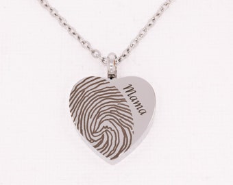Engraved Heart Cremation Urn Necklace, Memorial Jewelry