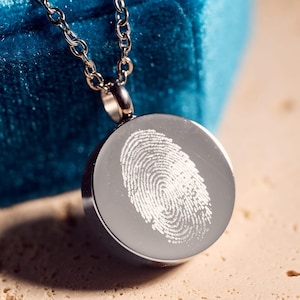 Personalized Urn Necklace – Cremation Jewelry for Ashes | Keepsake Necklace with Engraving, Fingerprint or Handwriting | Bereavement Gift